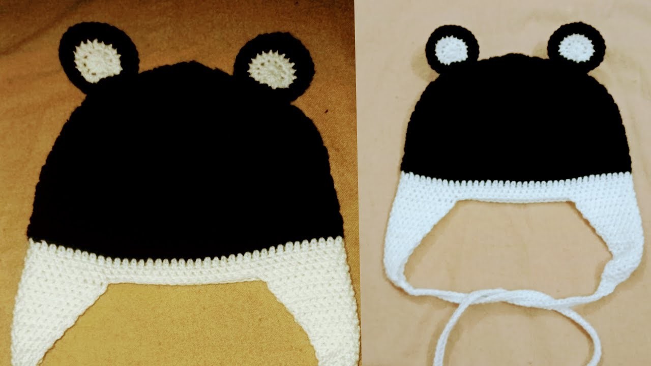 Crochet baby beanie,crochet panda bear hat for 3year boy,#sell as many as u can weave#crochetbeanie