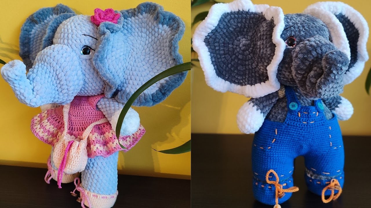 Crochet Elephant stitch tutorial (Part2) - baby elephant clothes, Easy Crochet Elephant