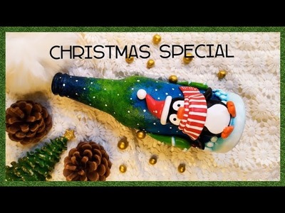 DIY Bottle Craft For Christmas Decor | Bottle Art Tutorial With Clay | @ColourWingsbySurabhi