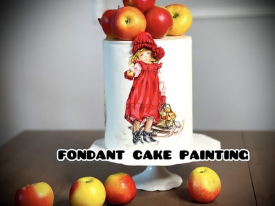 Fondant cake painting. Link to the picture of the girl in the description of the video