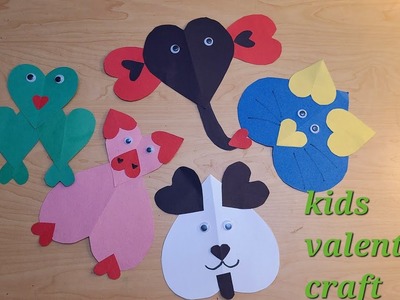 Heart shape valentine animal crafts with paper|kids crafts|Wonder Mom Diaries