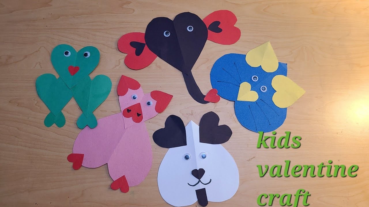 Heart shape valentine animal crafts with paper|kids crafts|Wonder Mom Diaries