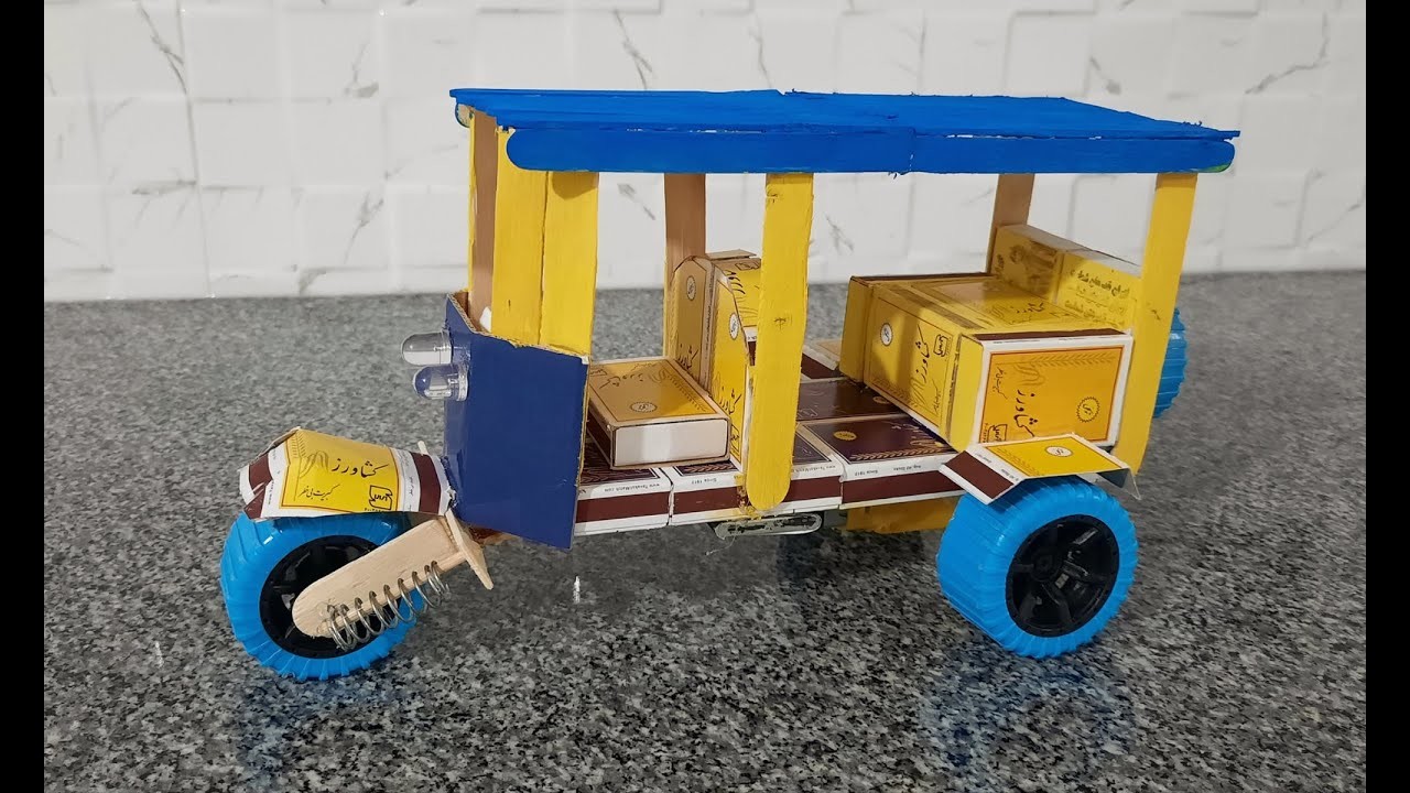 How to make Tuk-Tuk RickshawTaxi at Home.DIY Matchbox Auto Rickshaw #craft #matchbox #rickshaw #top