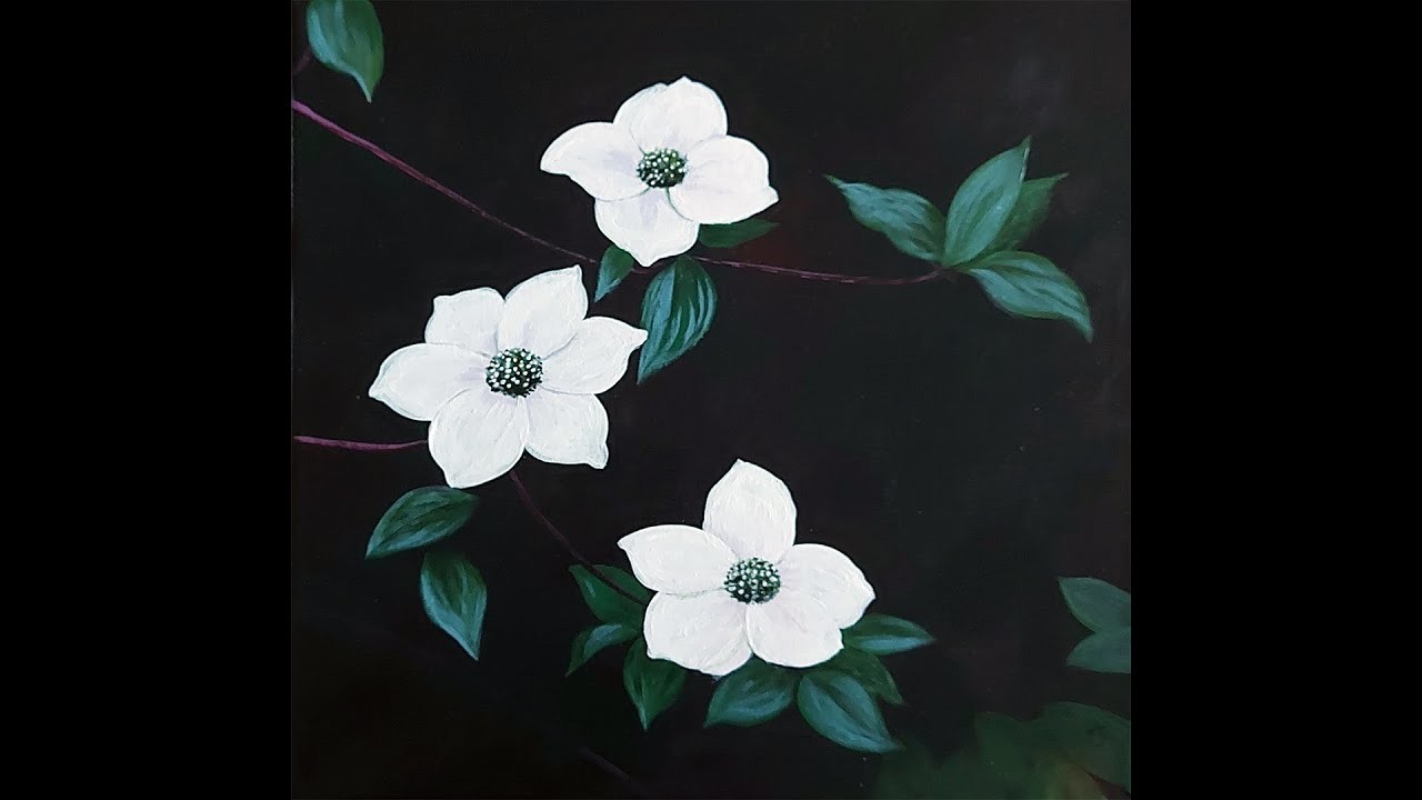 How to paint dogwood flowers in acrylic