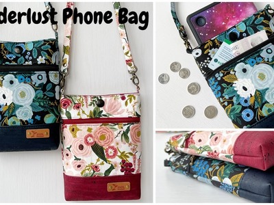 How to sew a phone bag | DIY phone pouch with a front zipper - Wanderlust Phone Bag