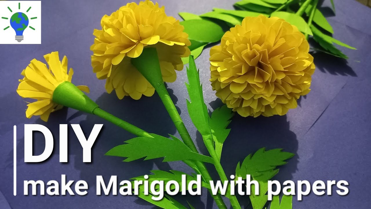 Kagaj se Mari Gold phool banane ka tarika | Mari gold phool banana video | paper marigold flower