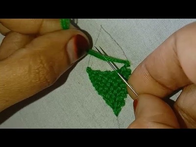 Leaf Embroidery stitches tutorial for beginners.Easy Leaf filling Embroidery for beginners