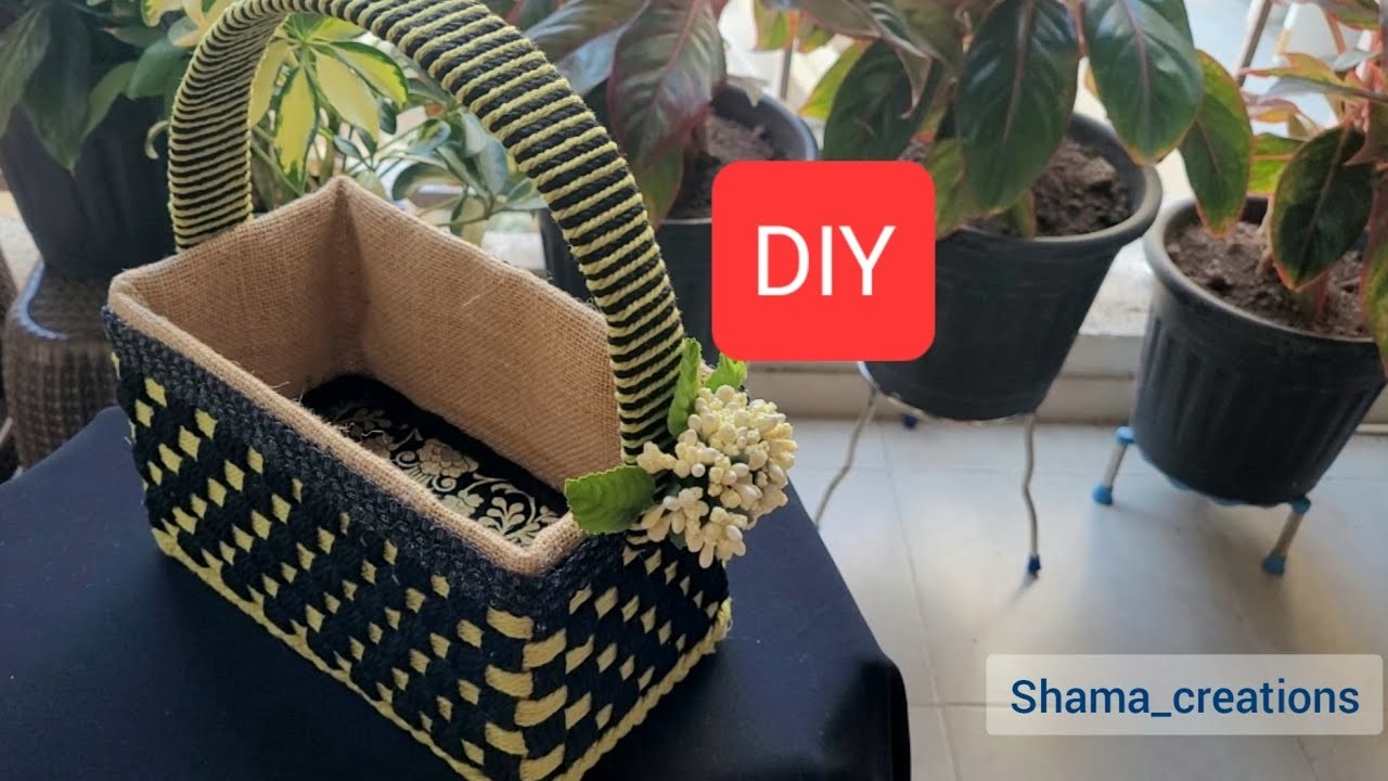 Learn how to make basket with Macrame Threads and Cardboard Box | Recycling Projects