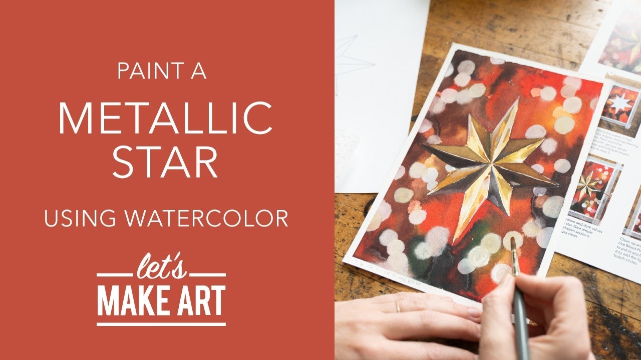 Let's Paint a Metallic Star ⭐️ Bokeh Watercolor Painting by Sarah Cray of Let's Make Art
