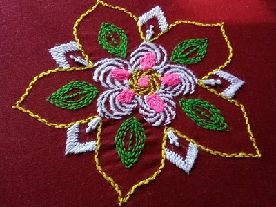 Nokshi katha stitch embroidery tutorial for beginners.Easy hand embroidery design by mukta