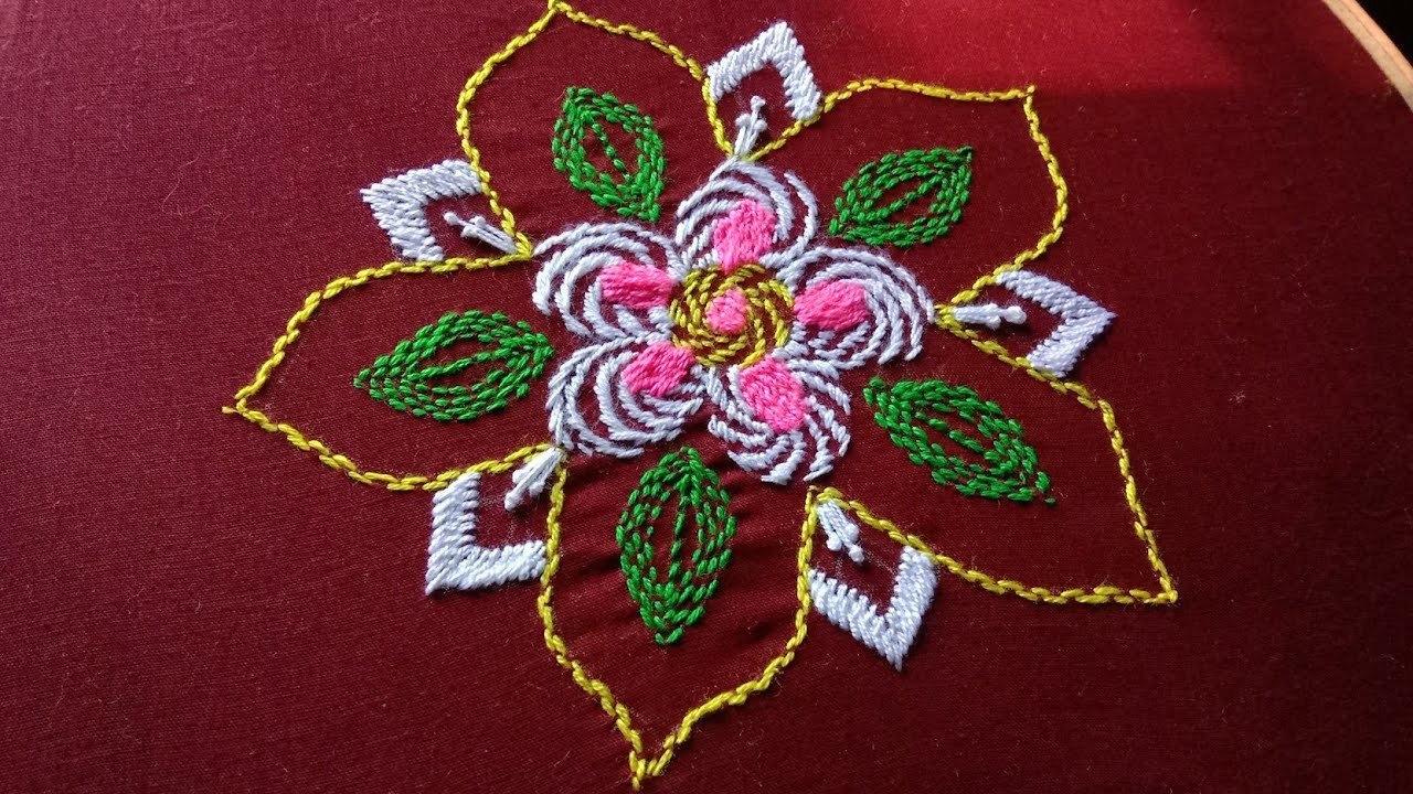 Nokshi katha stitch embroidery tutorial for beginners.Easy hand embroidery design by mukta