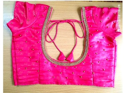 Simple and beautiful aari work with normal needle on stitched blouse. #aari