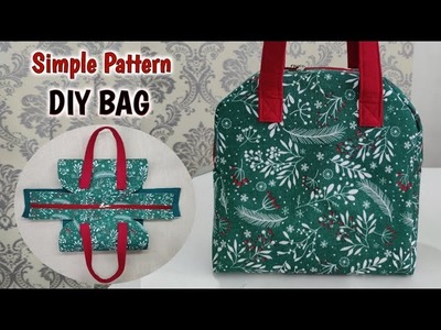 SIMPLE PATTERN - DIY BAG | Daily use bag making at home. Lunch Bag Cutting and Stitching. DIY BAG