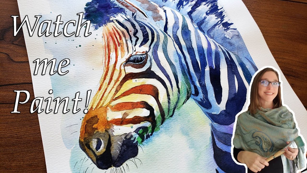 Start to Finish Rainbow Zebra - Relaxing Watercolor Painting!