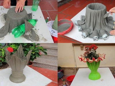 Top Flower Pots Beautiful, Unique From Rags And Cement - DIY At Home