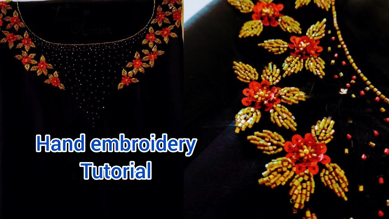 Very easy hand embroidery neck design tutorial|Beginners embroidery tutorials|Veryeasy embroidery