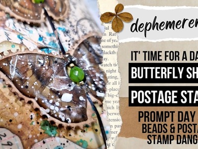 Butterfly shaped postage stamps - unique dangle for junk journal DEPHEMEREMBER #08
