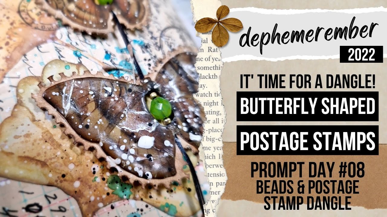 Butterfly shaped postage stamps - unique dangle for junk journal DEPHEMEREMBER #08
