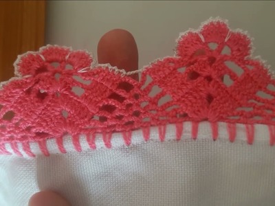 Crochet knitting model fabric scarf border is made shawl blanket napkin border is made