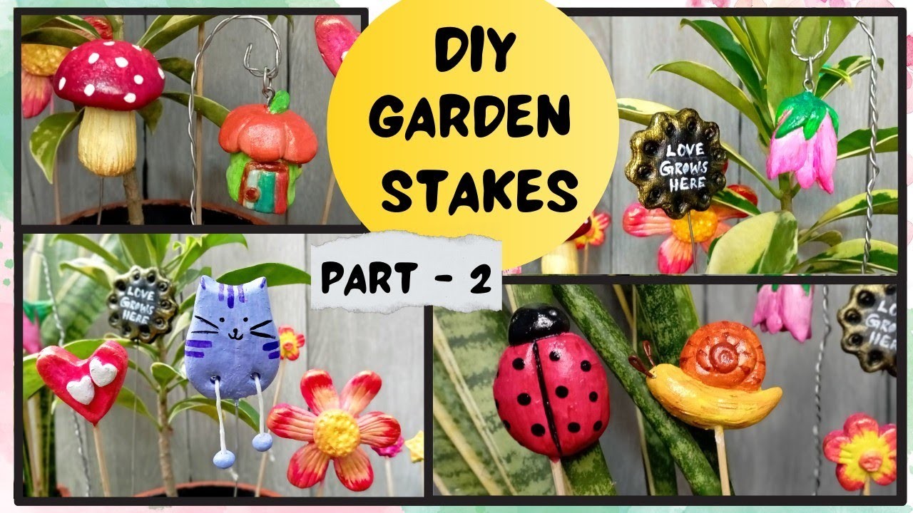 Diy garden stakes (part 2) | garden decor | wall putty crafts @craftdil