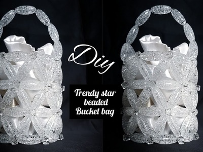 Diy trendy star beaded bag. The Ice glass beads bag. Мастер класс - Сумочка из акриловых бусин