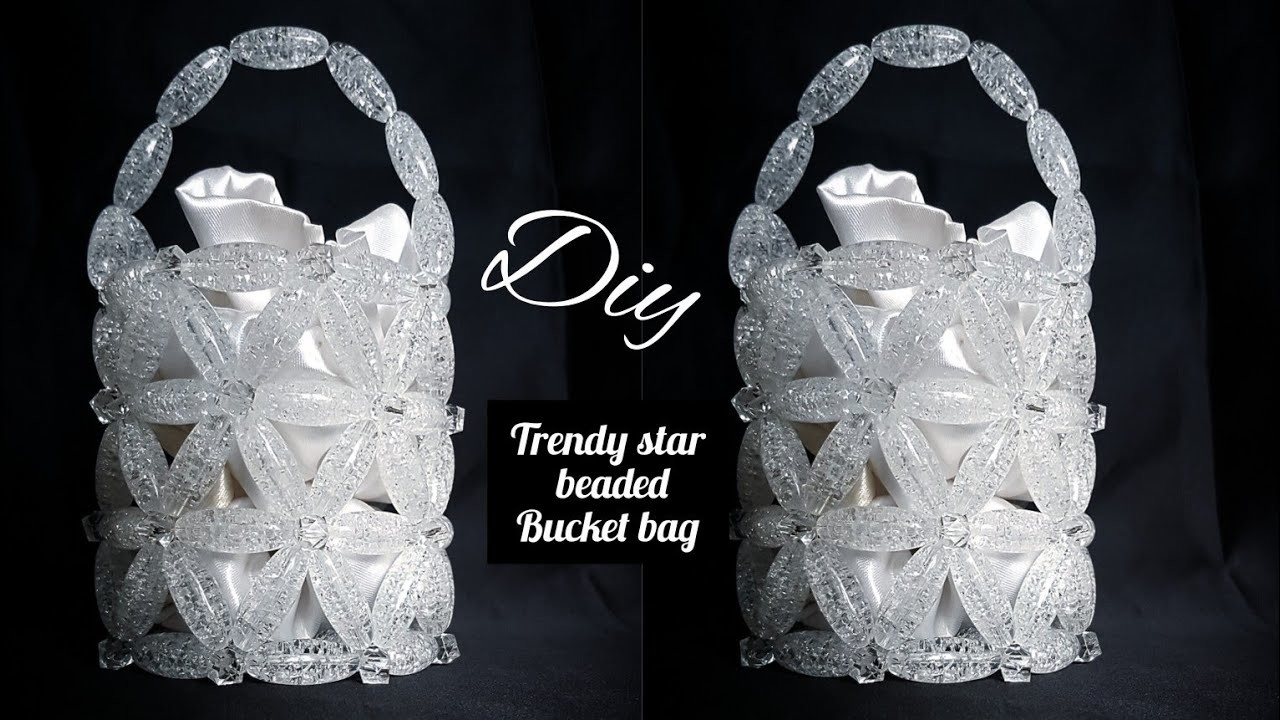 Diy trendy star beaded bag. The Ice glass beads bag. Мастер класс - Сумочка из акриловых бусин