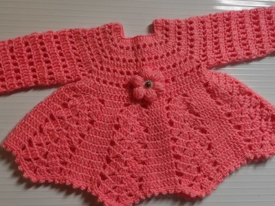 How to make crochet full sleeve frock for 3 months to 8 years baby girl. 