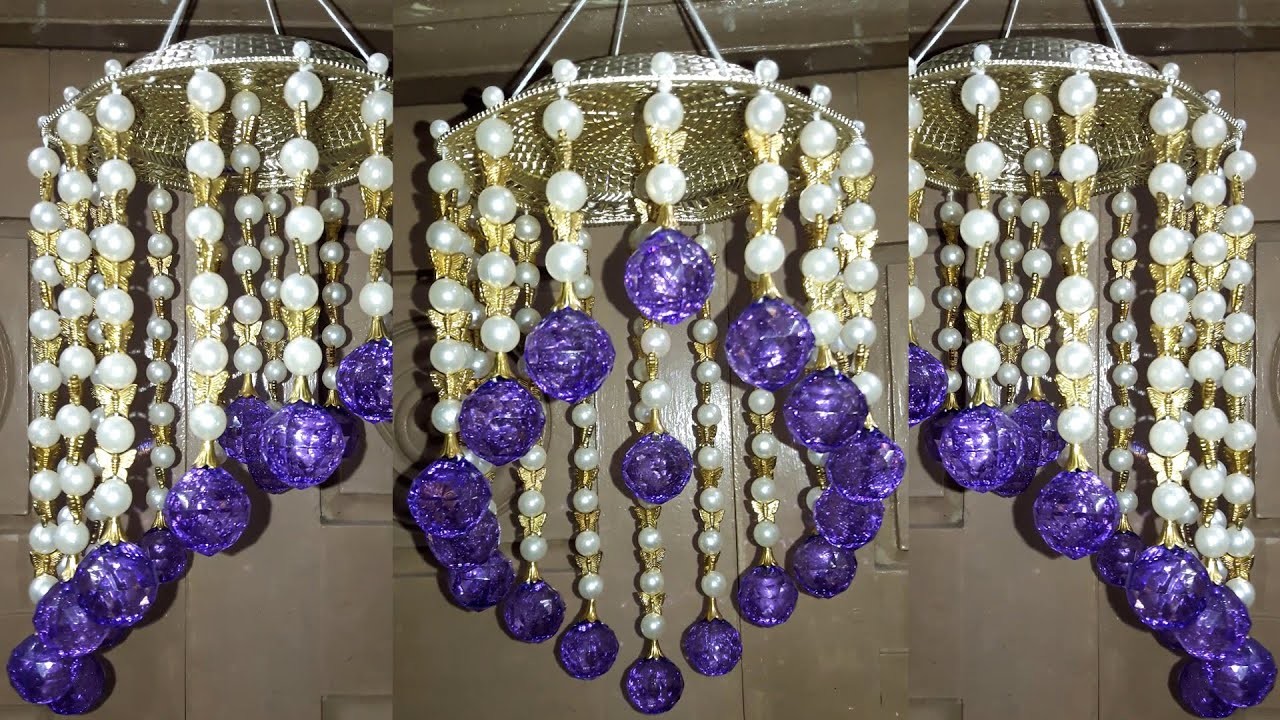 How to Make Wall Hanging Jhumar.Chandelier With Crystal Beads