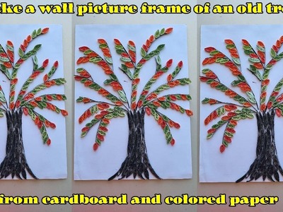Make a wall picture frame of an old tree from cardboard and colored paper - Thu Trang Ideas
