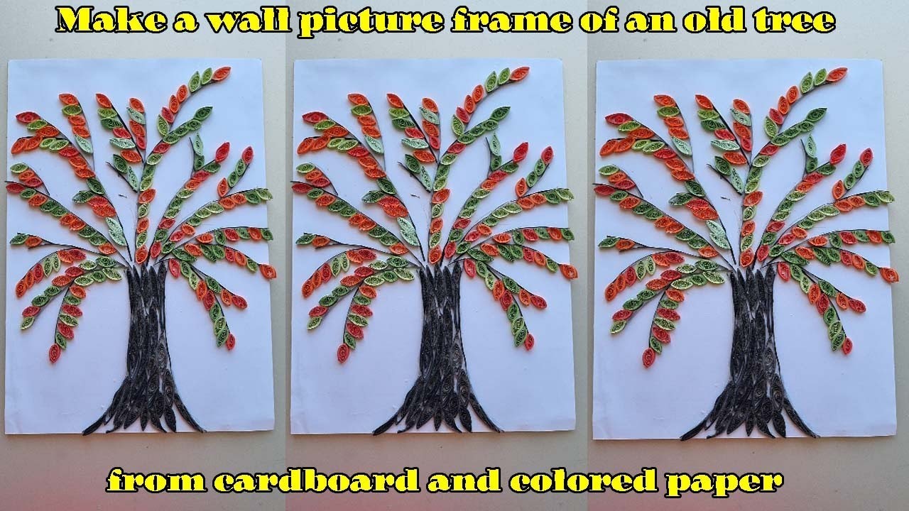 Make a wall picture frame of an old tree from cardboard and colored paper - Thu Trang Ideas