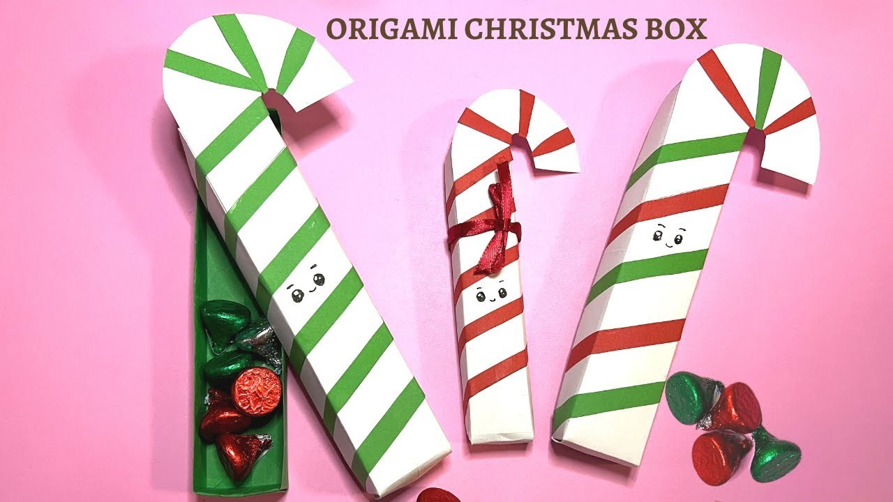 Origami box for Christmas DIY how to make an easy origami paper Christmas box candy chocolate box