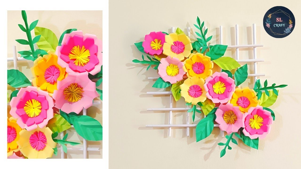 Paper Wall Hanging Ideas || DIY Paper Flower Craft ||  Home Decoration Ideas || Paper Wallmate