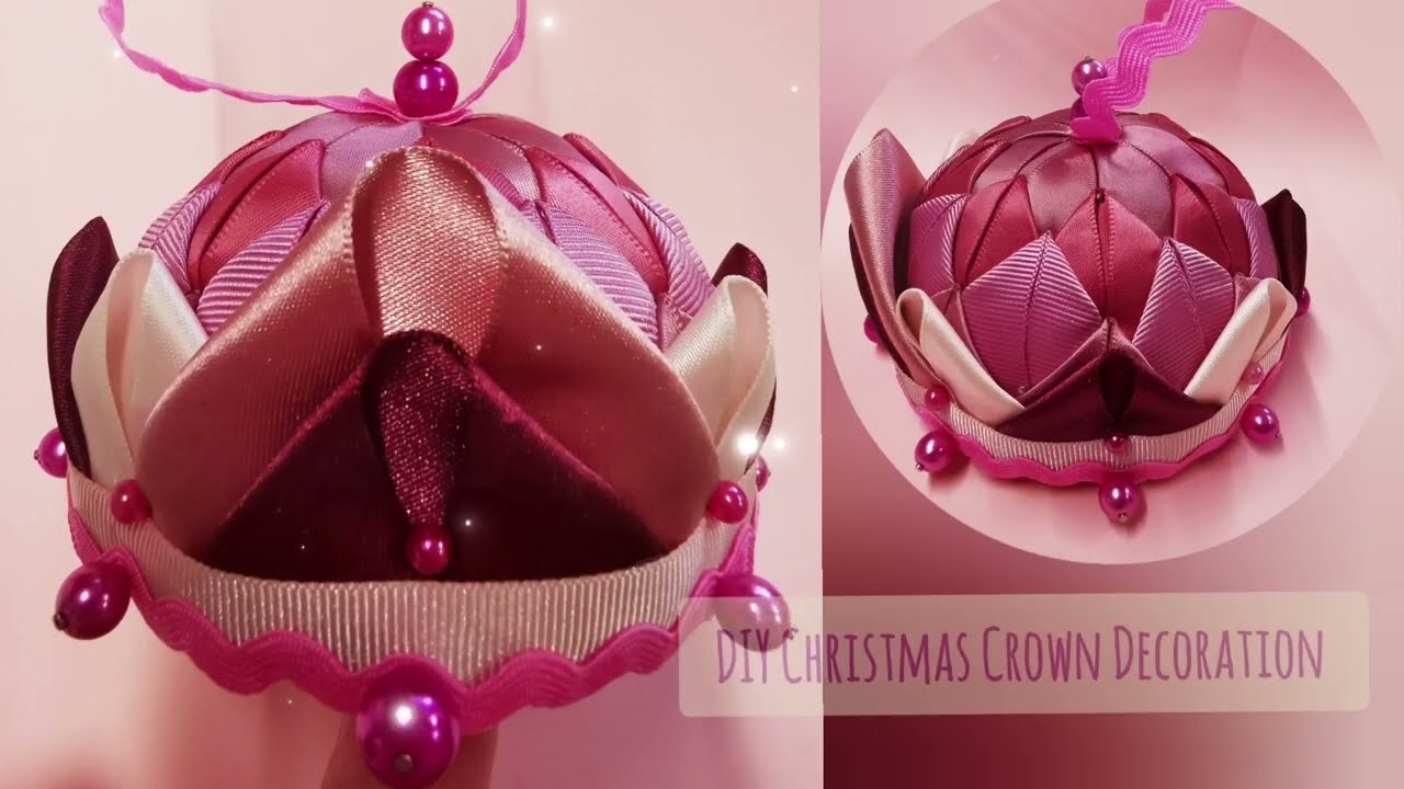 Ribbon Folded Crown Decoration Christmas bauble DIY crafts 8 pointed star simple gift no sew make