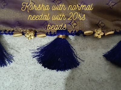 Saree kuchuu #15 normal needal kuchu with different beads#diy make at home# simple thought by saisri