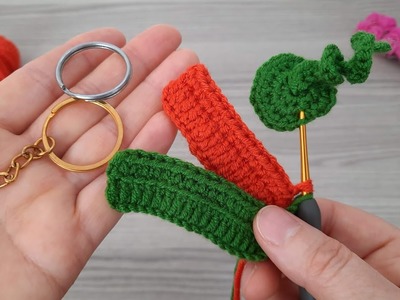 Wow! Amazing Idea how to make eye-catching crochet pumpkin keychain ✔ Super fikir tığ işi anahtarlık