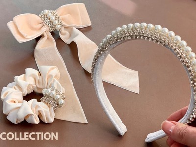 3 Pcs Hair Accessories. Rhinestone , pearl headband. Jewelry bow hair clips