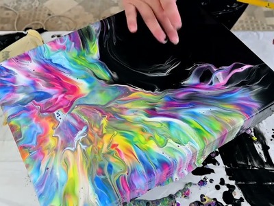 Beautiful Rainbow Chaos Dutch Pour with Primary Colours ~ Fluid Art Tutorial ~ Abstract Painting