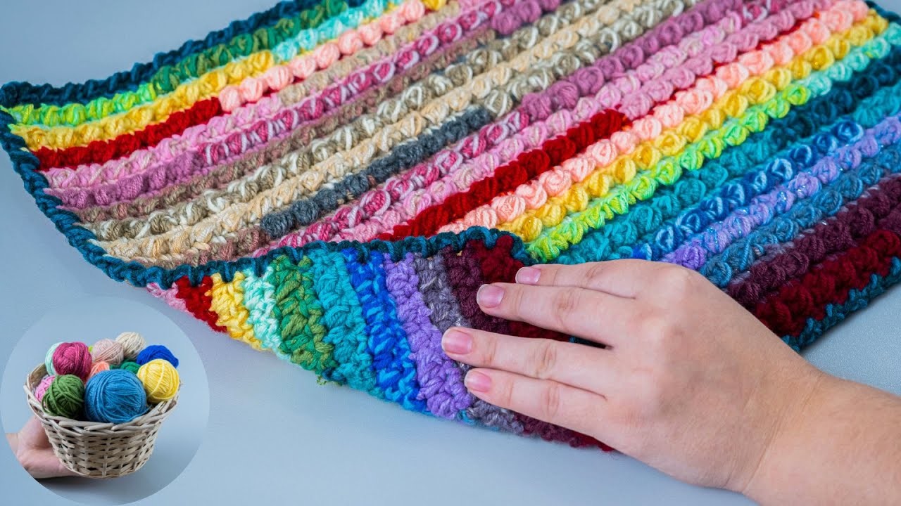 Crochet an amazing rug out of leftover yarns - even a beginner can handle it!