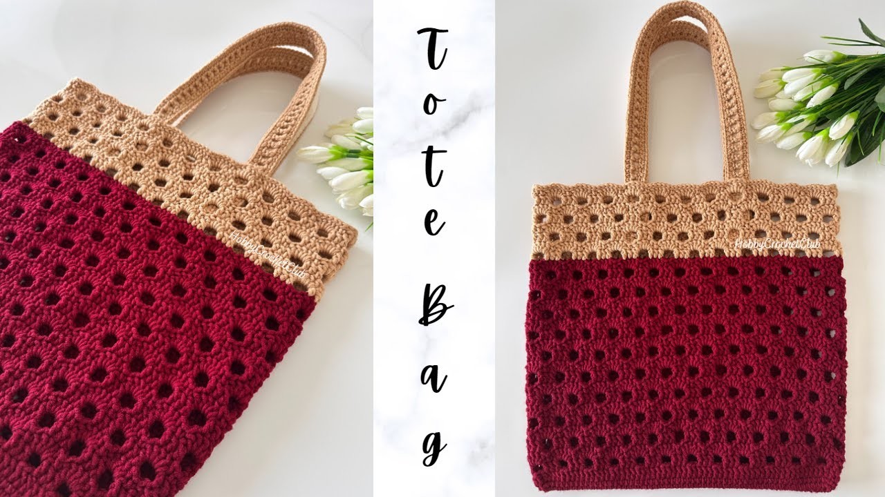 Crochet tote bag [Bigger in size] beginner friendly tutorial [English]