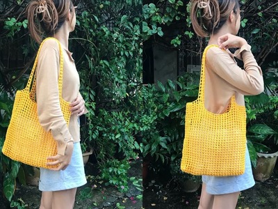 Crochet tote bag tutorial | easy and beginner friendly ????| complete | market bag