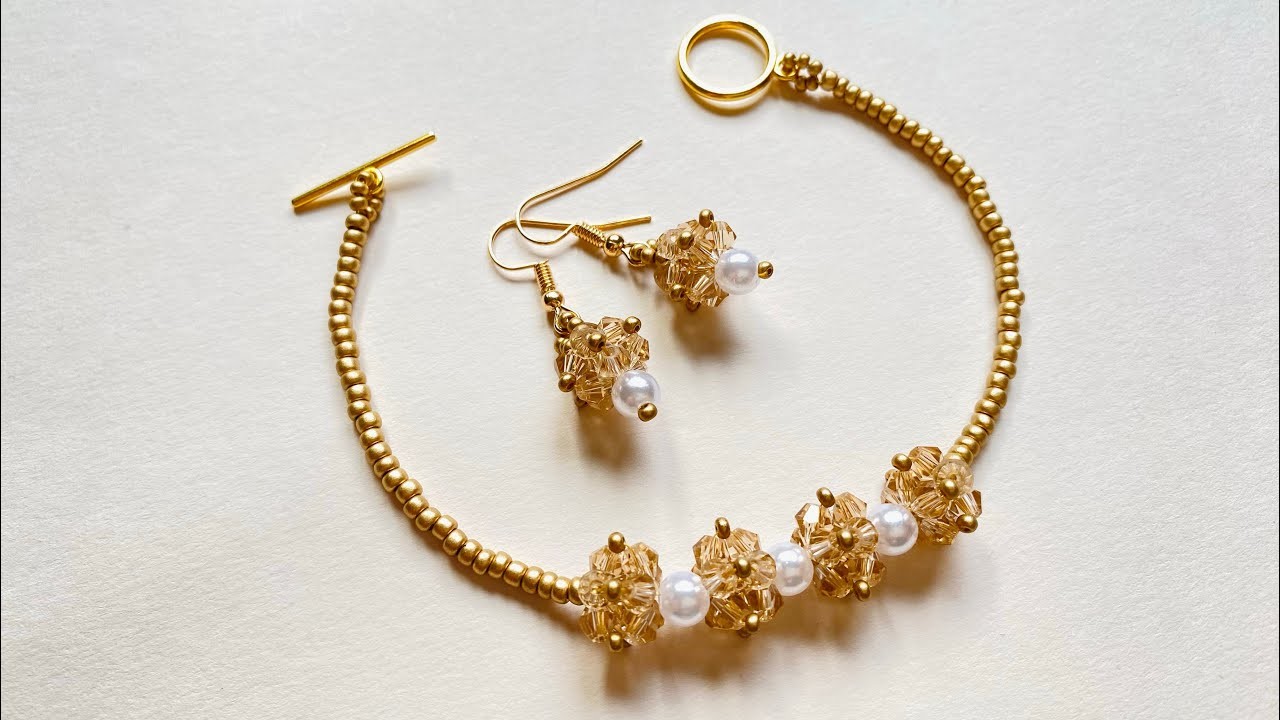 DIY beaded bracelet and earrings. set Armband und Ohrringe Tutorial. making Jewelry