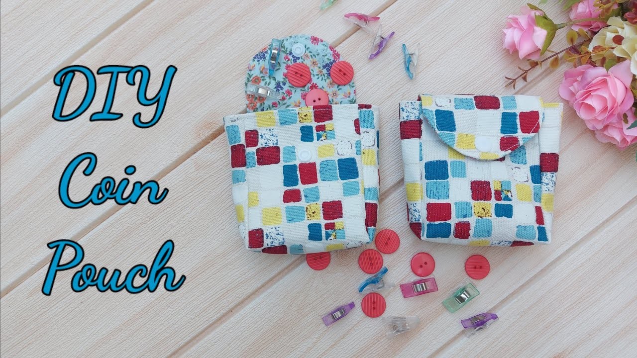 DIY Coin Pouch. How to sew square coin pouch. easy to sewing tutorial.