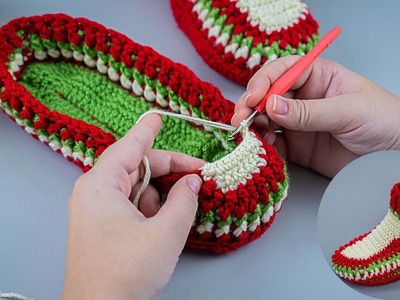 Elegant and very simple crochet slippers on the sole for any size!
