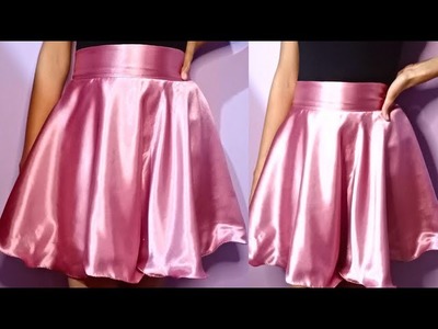 Full circle skirt cutting and stitching-umbrella skirt full tutorial-DIY satin skirt-mini skirt