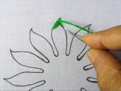 Hand embroidery beautiful flower design fishbone stitch needle work with easy sewing tutorial