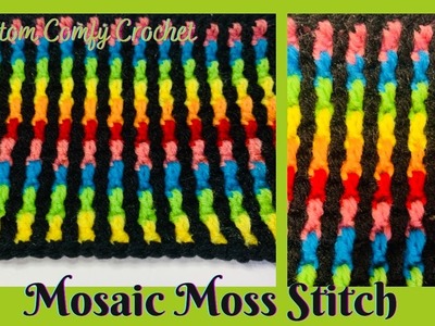 How To Crochet Mosaic Moss Stitch. Beginner Easy Stitch