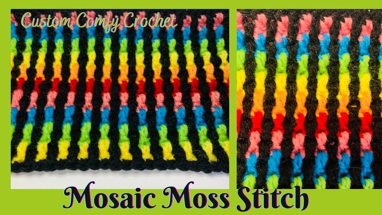 How To Crochet Mosaic Moss Stitch. Beginner Easy Stitch