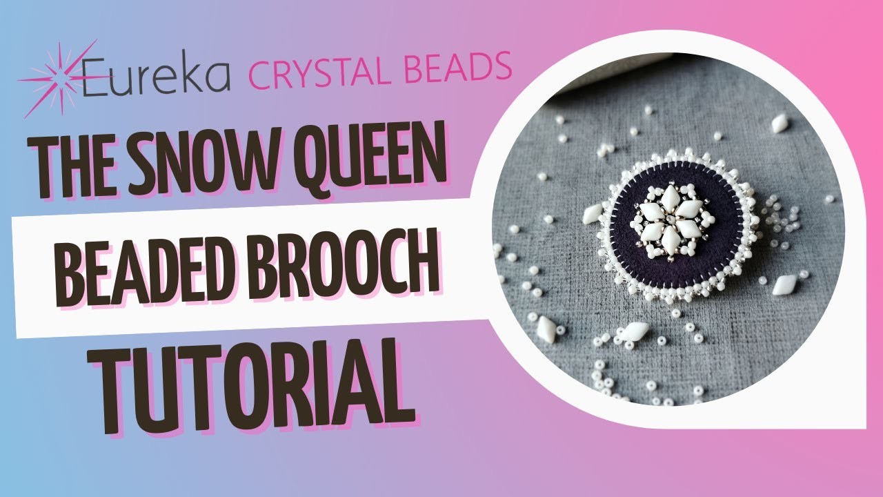 ????How to make the bead embroidery Snow Queen Brooch step by step tutorial beading project ft GemDuos!