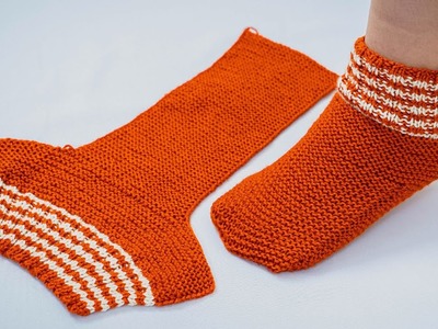 Knitted slippers-socks on 2 knitting needles - a simple way for beginners!