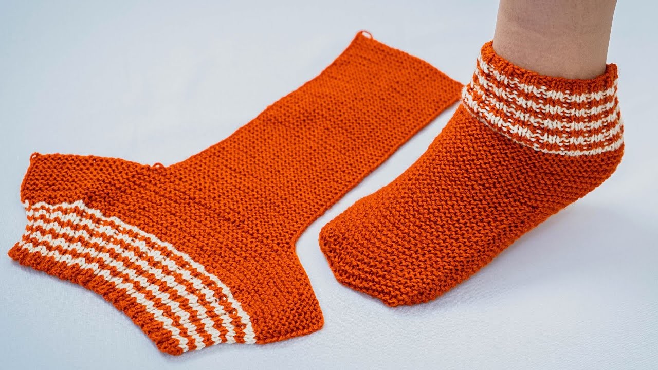 Knitted slippers-socks on 2 knitting needles - a simple way for beginners!